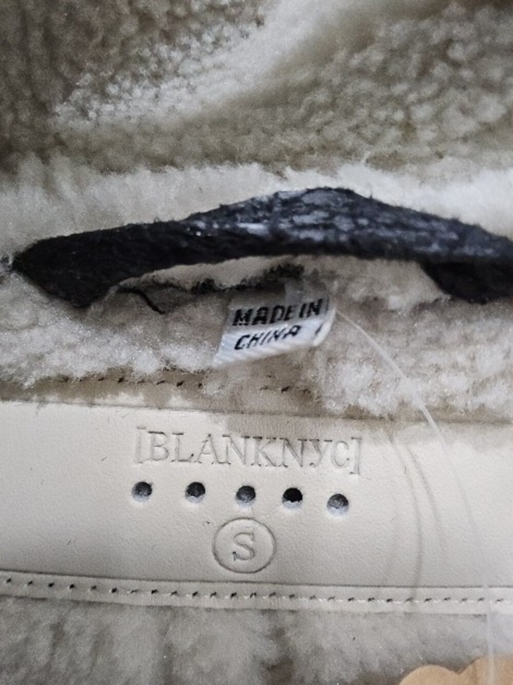 Blank NYC Cream and Black Shearling-Lined Aviator Jacket - Picture 2 of 2
